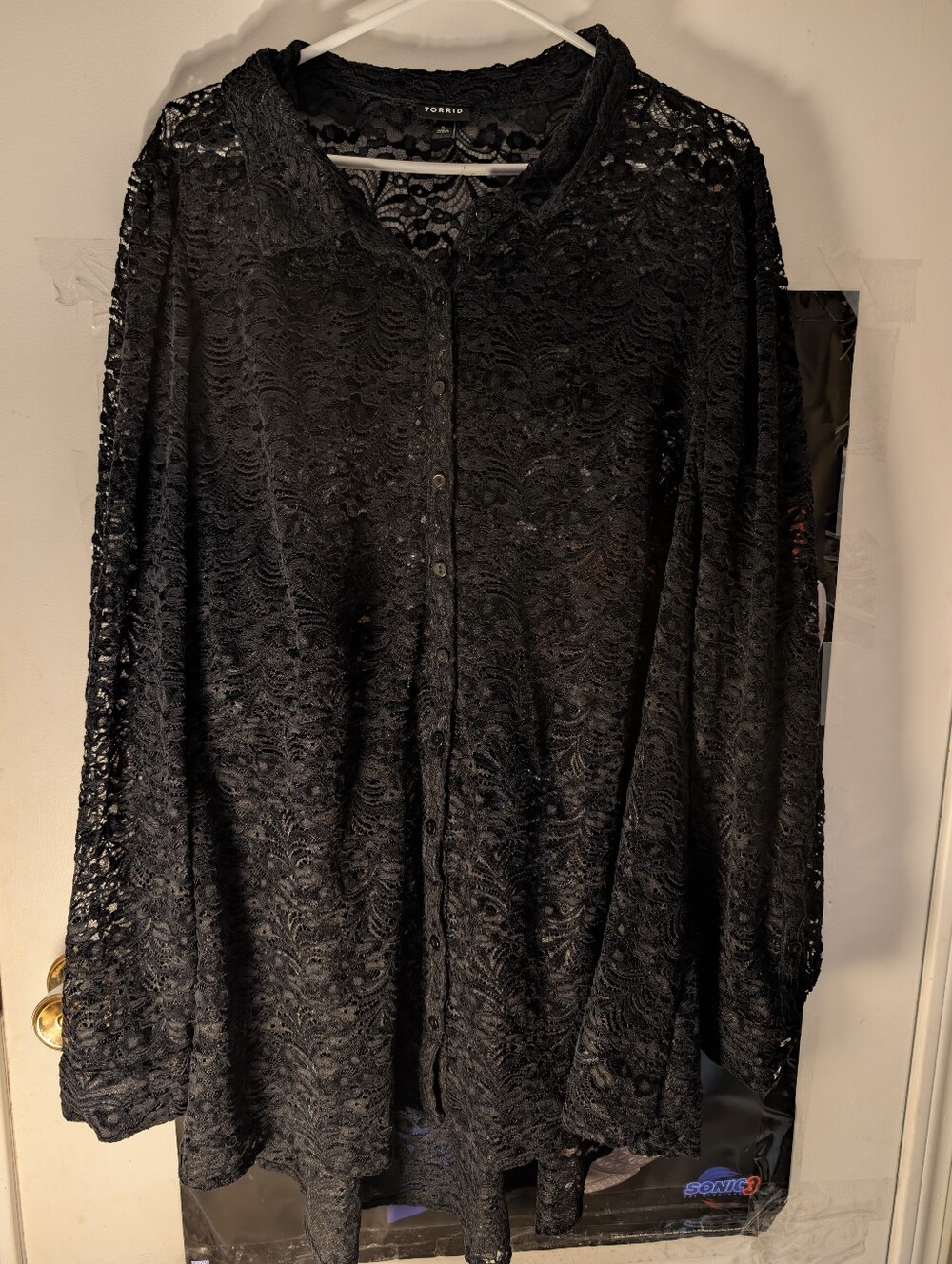 NWOT Torrid Black Floral Lace Long Sleeve Button-Down Blouse - Size 5 / 5X